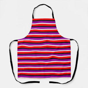 Red Purple Stripes Pattern Design Apron