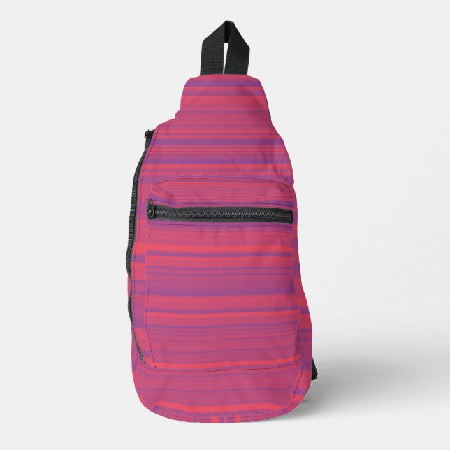 Red Purple Stripes Seamless Pattern Sling Bag (Front)