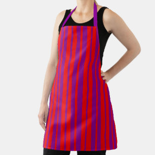 Red Purple Stylish Stripes Pattern Design  Apron