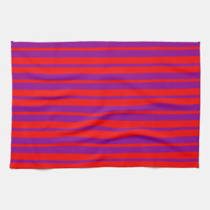 Red Purple Stylish Stripes Pattern Design Kitchen Towel