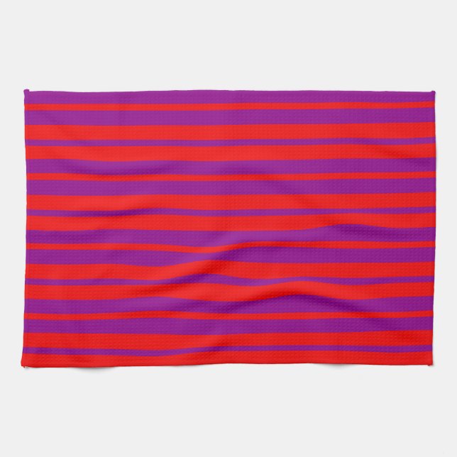 Red Purple Stylish Stripes Pattern Design  Kitchen Towel (Horizontal)