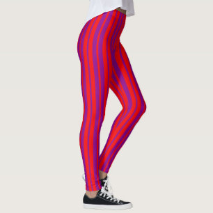 Red Purple Stylish Stripes Pattern Design Leggings