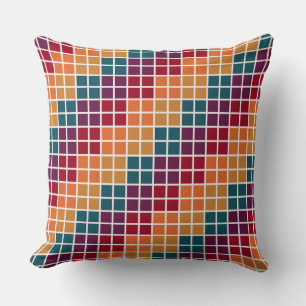 RED PURPLE TEAL ORANGE YELLOW FALL CUBES THROW PILLOW