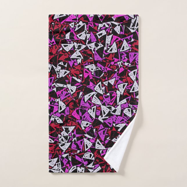 Red Purple Triangle Pattern Hand Towel (Hand Towel)