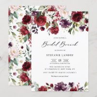 Red Purple Watercolor Floral Garland Bridal Brunch