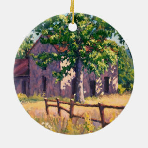 Red Purple Yellow Green Beautiful Farm House  Ceramic Ornament