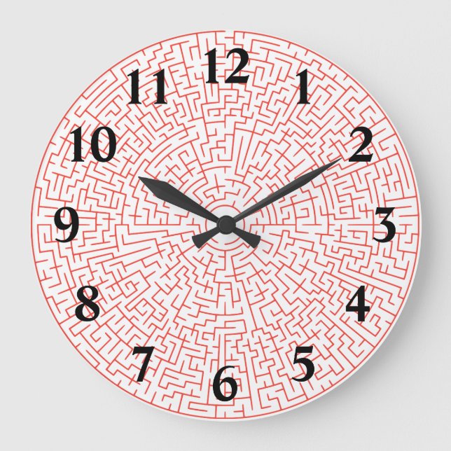 Red Puzzle Large Clock (Front)