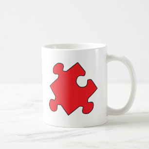 RED PUZZLE PIECE COFFEE MUG