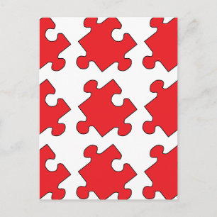 RED PUZZLE PIECE POSTCARD