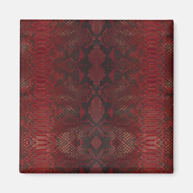 Red Python Snakeskin pattern Magnet (Front)