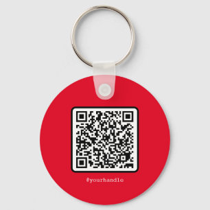 Red QR Code Key Ring Social Media Simple Modern