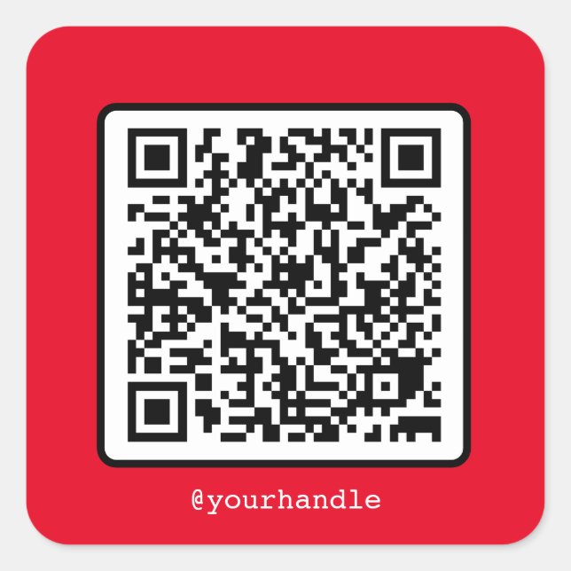 Red QR Code Simple Social Media Square Custom Sticker (Front)