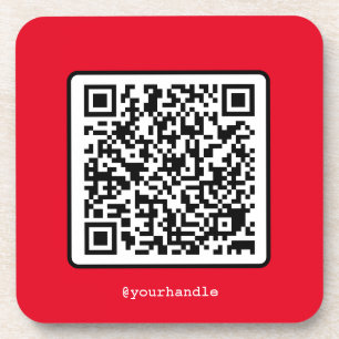 Red QR Code Social Media Custom Simple Modern Coaster