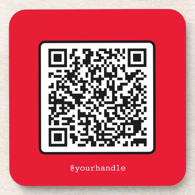 Red QR Code Social Media Custom Simple Modern Coaster (Front)