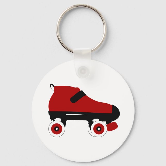 red quad roller derby skate keychain (Front)