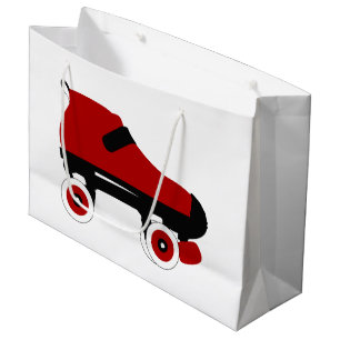 red quad roller derby skate large gift bag