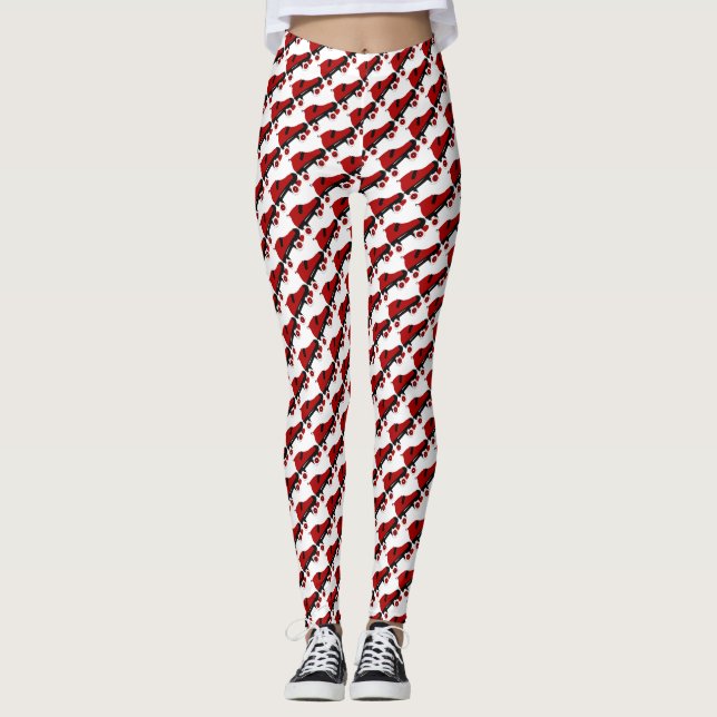 red quad roller derby skate leggings (Front)