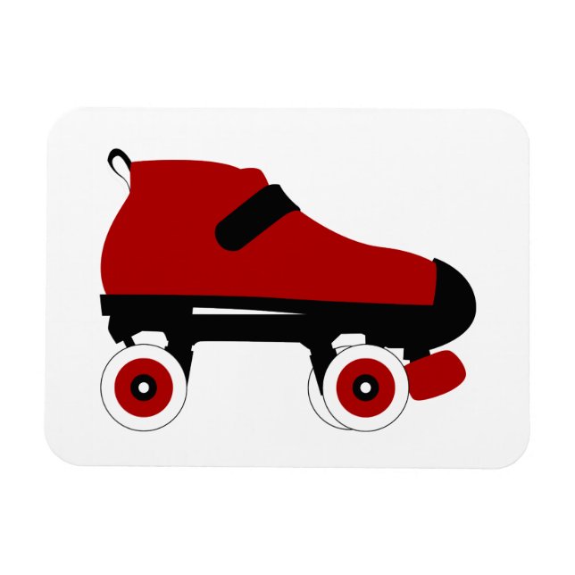 red quad roller derby skate magnet (Horizontal)