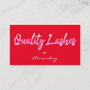 Red Quality Lashes Extension Script QR Code Logo Business Card