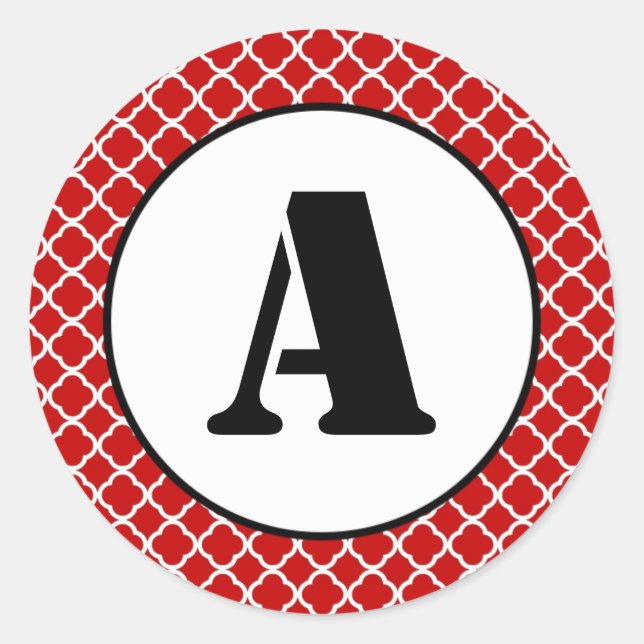 Red Quatrefoil - Circle Sticker (Front)