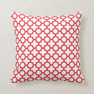 Red Quatrefoil Pattern Throw Pillow