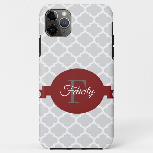 Red Quatrefoil Personalized Case-Mate iPhone Case (Back)