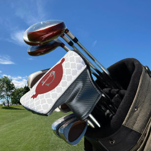 Red Quatrefoil Personalized Golf Head Cover
