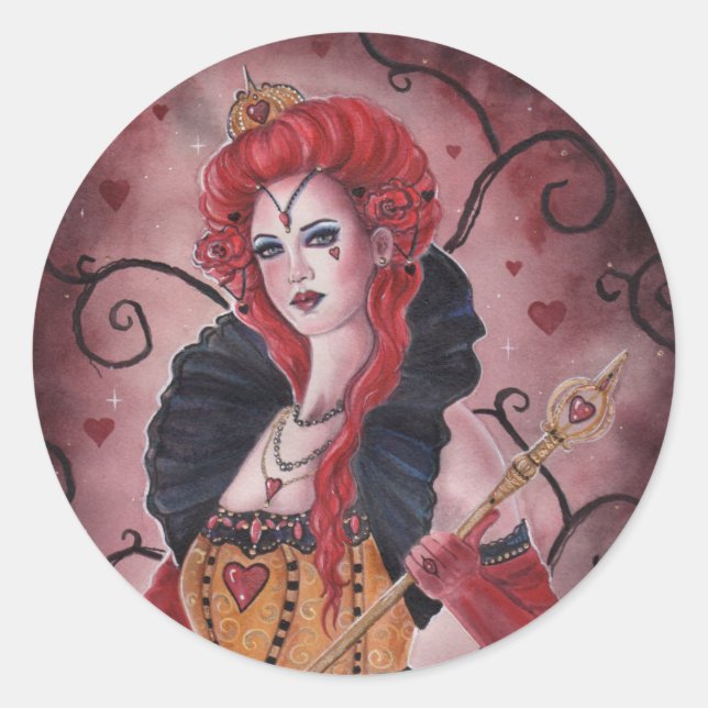 Red queen fantasy art by Renee Lavoie Classic Round Sticker (Front)