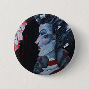 Red Queen Of Hearts Alice Wonderland Fantasy Art 2 Inch Round Button