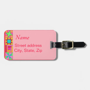 Red Quilt Block Luggage or Sewing Machine Tag