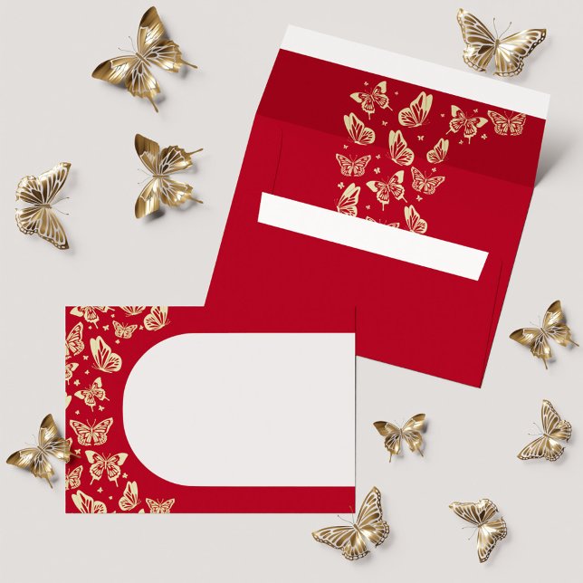 Red Quinceañera Gold Butterfly 15th Birthday Envelope (Red Quinceañera Gold Butterfly 15th Birthday Envelope)