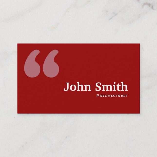 Red Quotes Psychiatrist Business Card (Front)