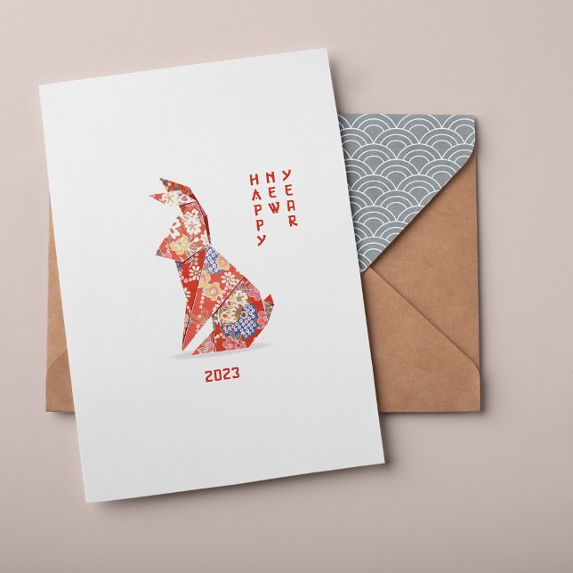 Red Rabbit origami Year of the Rabbit 2023 Card (Creator Uploaded)