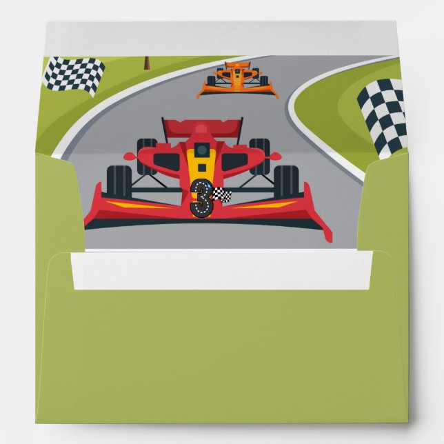 Red Race Car 3rd Birthday Party   Envelope (Back (Bottom))