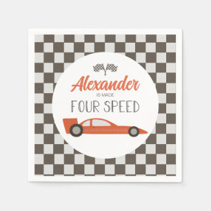 Red Race Car 4th Birthday Napkin