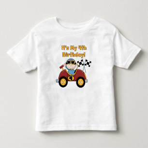 Red Race Car 4th Birthday Tshirts and Gifts