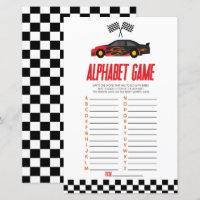 Red Race Car Alphabet Baby Shower Game