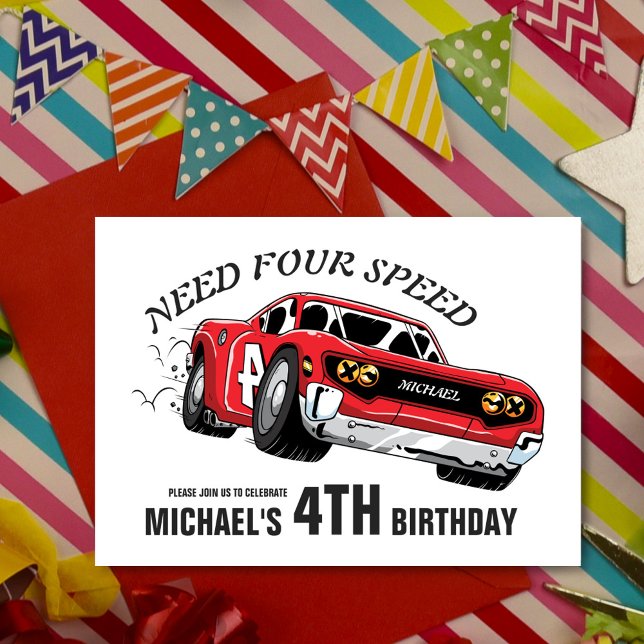 Red Race Car Anniversaire Fête Invitation (Créateur téléchargé)