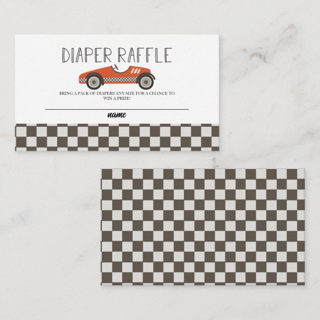 Red Race Car Baby Shower Diaper Raffle Enclosure Card (Front/Back)