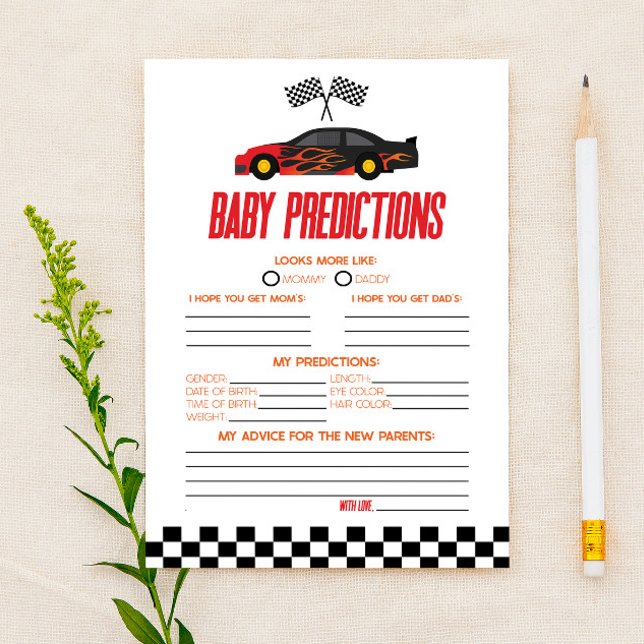Red Race Car Baby Shower Predictions Game (Creator Uploaded)