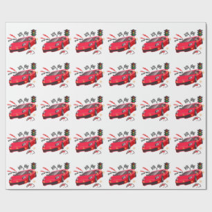 Red Race Car "Beep Beep" Personalized Party Paper 