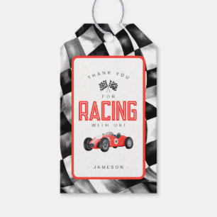 Red Race Car Birthday Party Favour Gift Tag