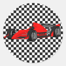 Red Race Car Birthday Sticker