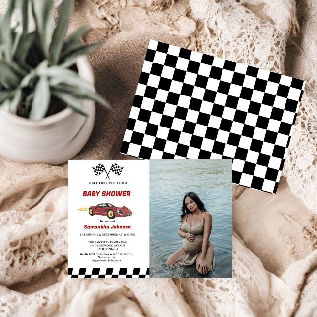 Red Race Car Boy Baby Shower Invitation (Creator Uploaded)