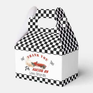 Red race car Boy racing birthday thank you Favor Box