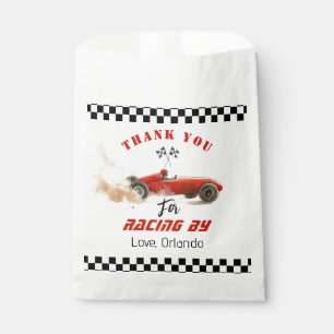 Red race car Boy racing birthday thank you Favour Bag
