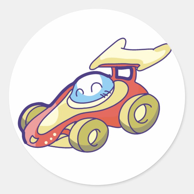 Red Race Car Classic Round Sticker (Front)
