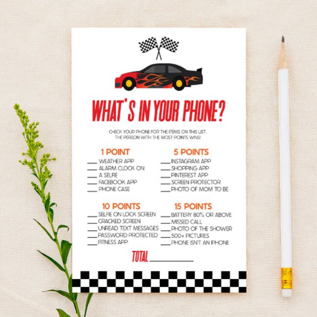 Red Race Car In Your Phone Baby Shower Game (Creator Uploaded)