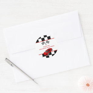Red Race Car   Kids Birthday Party Favor Classic Round Sticker