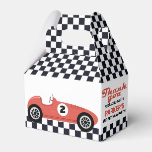 Red Race Car Racing Birthday Party Chequered Favor Box